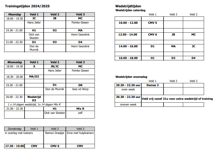 Trainingstijden2024-2025